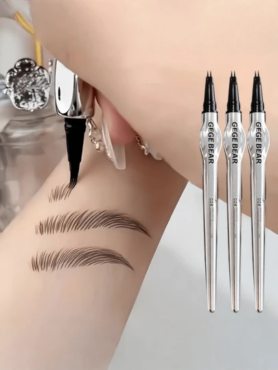 1 pieza Lápiz de cejas resistente al agua y al sudor - Diseño de doble extremo, fórmula a prueba de manchas, crea cejas naturales y llenas, apto para uso diario, ocasiones especiales, regalos, esencial de maquillaje, diseño sencillo, aplicación de color gradual, multifuncional: se puede usar para cejas, delineador de ojos y pestañas inferiores. Adecuado para entusiastas del maquillaje, fácil de dar forma, aplicación de color precisa, textura suave, apto para principiantes