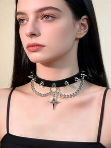 1 chiếc vòng cổ choker tai mèo bằng da PU thời trang mới, trang sức dây đeo cổ phong cách punk dành cho nữ, quà tặng cho cô dâu trong đám cưới. - màu đen - Xem 5