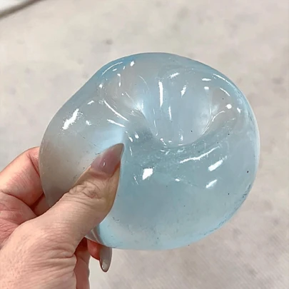 1pc Moldable Slow Rebound Blue Coconut Oil Handmade Squeeze Ball, 6cm Round Malt Stress Relief Squeeze Ball, Suitable As Ideal Holiday Gift, Fun & Cute Gift, Birthday Gift, Easter Gift, Halloween Gift, Christmas Gift, Party Favor Filler
