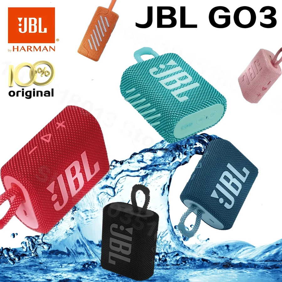JBL Go3藍牙揚聲器身歷聲戶外可擕式揚聲器IP67防水强大低音無線迷你揚聲器適用於家庭浴室派對旅行海灘露營原裝Go3 JBL揚聲器