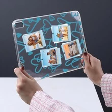 1 chiếc ốp lưng máy tính bảng trong suốt chống sốc tự lắp ráp với họa tiết trái tim xanh và ảnh | Tương thích với iPad Pro/Air. Biến chiếc máy tính bảng của bạn thành nơi lưu giữ kỷ niệm. - Nhiều màu - Xem 6