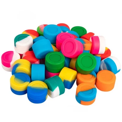 2ml Silicone Wax Container, Compact & Durable Silicone, Mini Travel Cosmetic Storage Box, Colorful Artistic Design