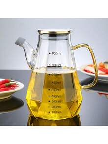 1pc Diamond Glass Seasoning Bottle Oil Bottle, Non-Drip Kitchen Household Condiment Container With Stainless Steel Lid - Multicolor - View 6