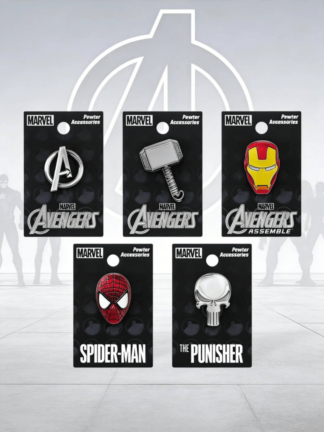 1PC Marvel Officially Licensed Avengers Enamel Pins Featuring Iron Man Spider Man Thor Punisher And Avengers Logo Vintage Metal Badge Designs Collectible Lapel Pins For Backpacks Jackets And Bags Ideal Gifts For Fans Friends And Family - Multicolor - View 1
