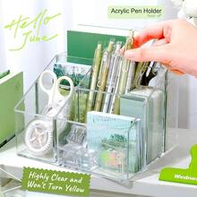 1 hộp đựng bút 5 ngăn bằng acrylic trong suốt, hộp đựng đồ dùng văn phòng dung tích lớn dành cho nữ sinh, học sinh, và đựng cọ trang điểm. - Nhiều màu - Xem 4