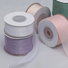 1 Roll Silk Milk Silk Ribbon/Transparent Chiffon Ribbon/Floral & Gift Wrapping Ribbon, Material For Making Hair Accessories Bow Tie, Gift Box Decoration - A - View 7