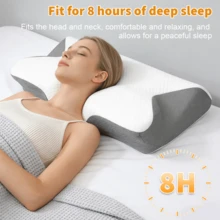 Ergonomic Memory Foam Pillow For Cervical Neck Shoulder Orthopedic Pain Relief, White & Grey - White & Grey - View 9