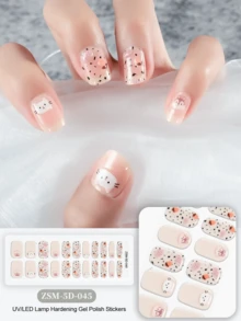 Bộ 22 miếng dán móng tay gel UV không dính 5D hoàn toàn mới, với thiết kế dập nổi hình bướm và trái tim, không cần dùng đèn UV để làm khô. - Nhiều màu - Xem 2
