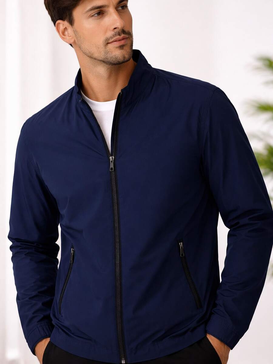 Men's Dress Jacket With Thermal Lining - Casual Business Style - 藏蓝色 - 查看 1