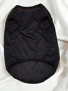 1pc Pet Dog Vest, Lightweight Breathable Summer Short Sleeve Outfit For Teddy, Small Dogs, Kittens, Prevents Shedding Sleeveless Vest - Black - View 5
