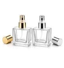 Kit Frascos de Perfume 50ml Cubo - Luxo com Válvula Spray Dourada e Prata Vidro para Perfume - Dourado - Visão 3
