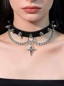 1 chiếc vòng cổ choker tai mèo bằng da PU thời trang mới, trang sức dây đeo cổ phong cách punk dành cho nữ, quà tặng cho cô dâu trong đám cưới. - màu đen - Xem 6