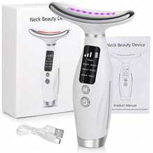 3 Modes 7 Lighting Positions Neck Massager, Rechargeable 400mAh Battery, Vibration & Heating Massage, Skincare Beauty Device, Ideal Gift For Women - Multicolor - View 10