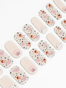 Bộ 22 miếng dán móng tay gel UV không dính 5D hoàn toàn mới, với thiết kế dập nổi hình bướm và trái tim, không cần dùng đèn UV để làm khô. - Nhiều màu - Xem 6