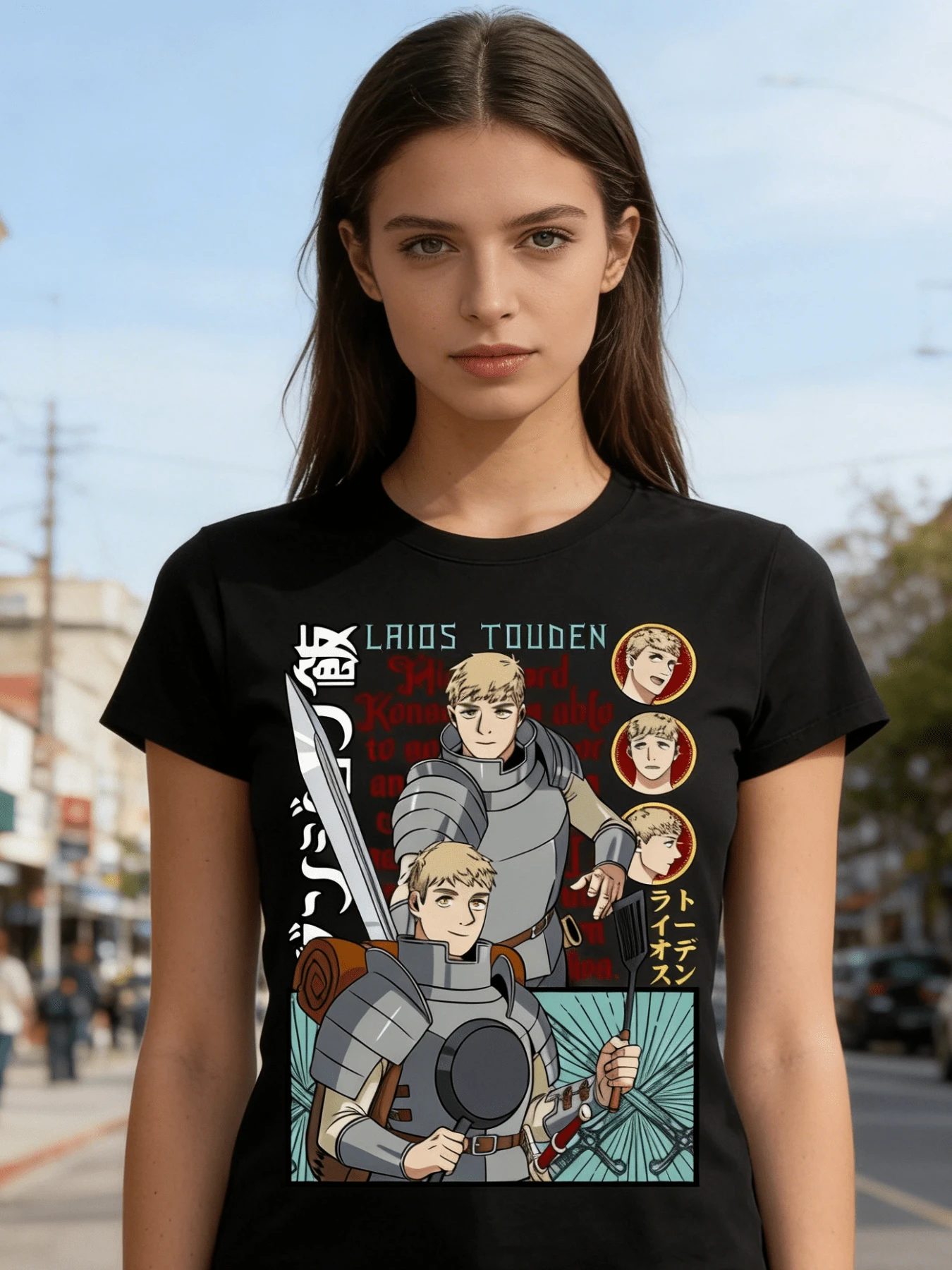 Laios Touden Dungeon Meshi-Shirt Delicious Anime Vintage Special Shirt Anime Shirt Anime Lovers Shirt Otaku Mang - màu đen - Xem 1