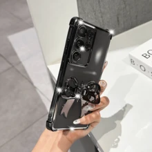 时尚蝴蝶结造型防震电镀手机壳，防摔防摔，兼容三星 Galaxy S26-S20、A02S-A07、A11-A17/A20-A70，兼容红米 Note 7/8/9/10/11/12/13/14/15/A5/A3/A2/A1/9/10/12/13C/14C/15C，荣耀 MAGIC 5/6/7 LITE，HW，Reno - 黑色 - 查看 5
