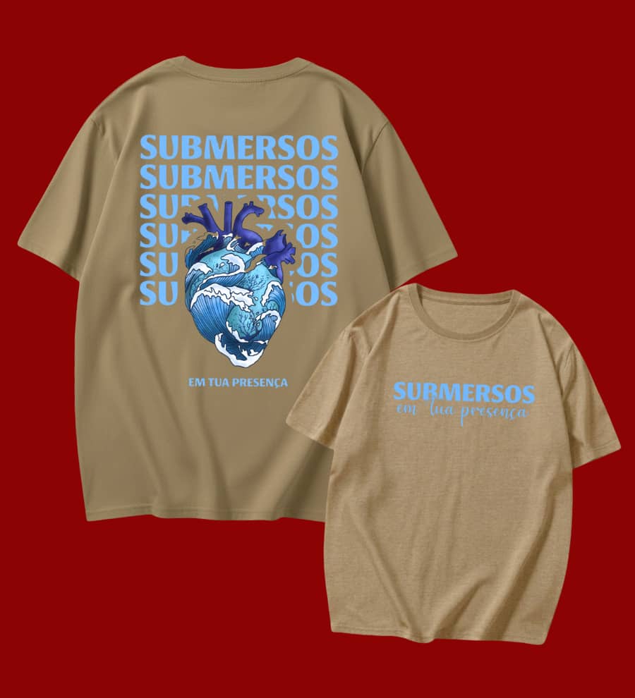 Christian T-Shirt "Submerged In Your Presence" Cotton Church Gospel Evangelical Catholic Clothing Unisex Stylish Tumbler God Jesus - 卡其色 - 查看 1