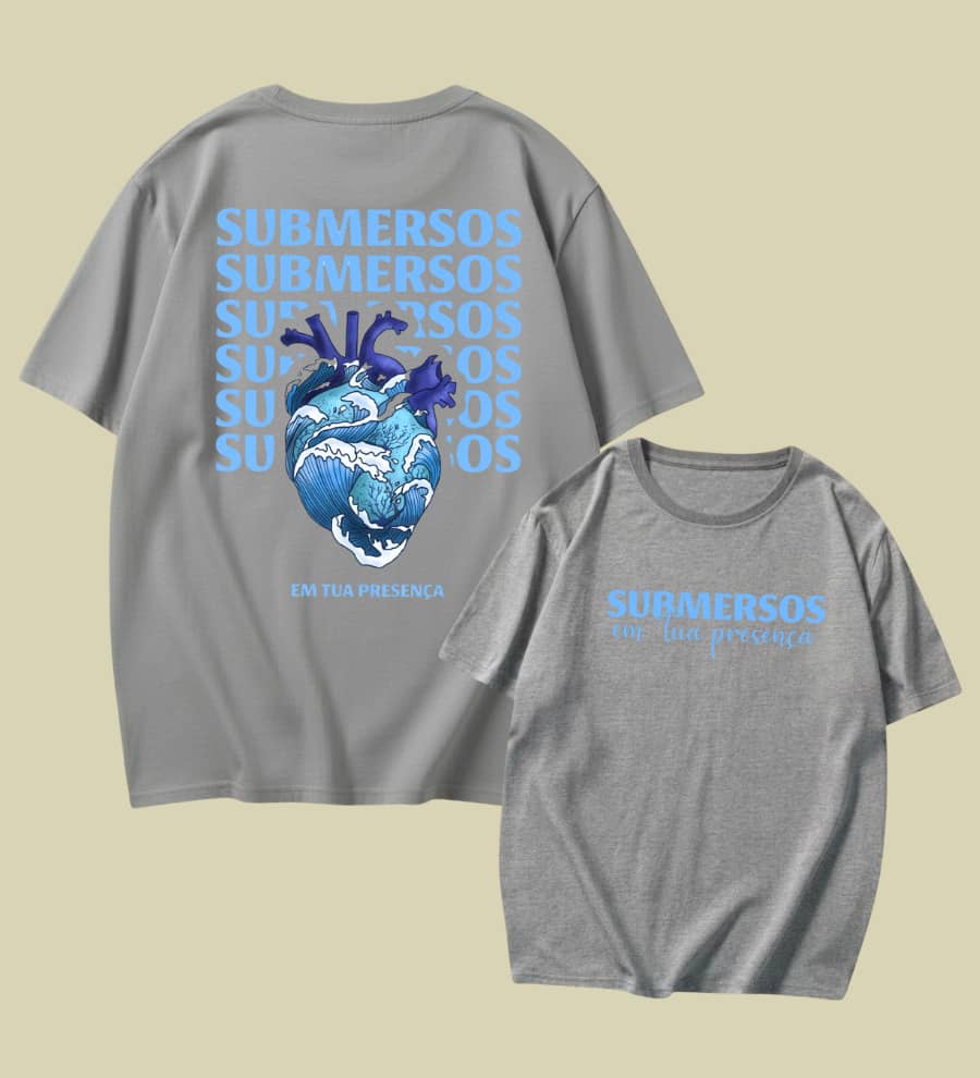 Christian T-Shirt "Submerged In Your Presence" Cotton Church Gospel Evangelical Catholic Clothing Unisex Stylish Tumbler God Jesus - 灰色 - 查看 1