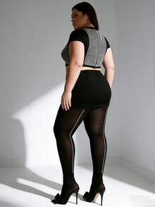 女士丝绒水晶闪光紧身裤 - 闪耀夺目，钻石般璀璨，奢华亮片打底裤，适合派对、新年夜和魅力之夜 - 黑色 - 查看 3