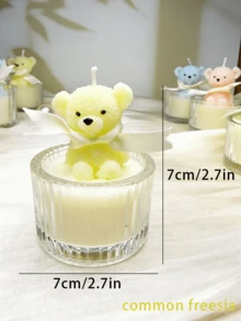 1 cây nến hình gấu dễ thương, quà tặng sinh nhật hình gấu đáng yêu, giá đỡ nến trang trí nhà cửa, lý tưởng cho Ngày Valentine, Ngày của Mẹ, trang trí nội thất, quà tốt nghiệp và quà tặng cho phụ nữ. - Gấu thủy tinh nhỏ - Xem 11