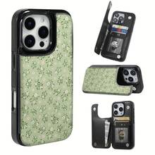 Phone Case - TPU phone case with a design of white flowers blooming in blue mist, featuring card slots and various functions, suitable for bank cards and transportation cards. Compatible with iPhone 17/16/15/14/13/12/11/Plus/Pro/Pro Max/17 Air and Galaxy S25/S24 Plus/S23/S22 Ultra - ブラック - チェックする 2