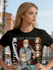 Laios Touden Dungeon Meshi-Shirt Delicious Anime Vintage Special Shirt Anime Shirt Anime Lovers Shirt Otaku Mang - màu đen - Xem 2