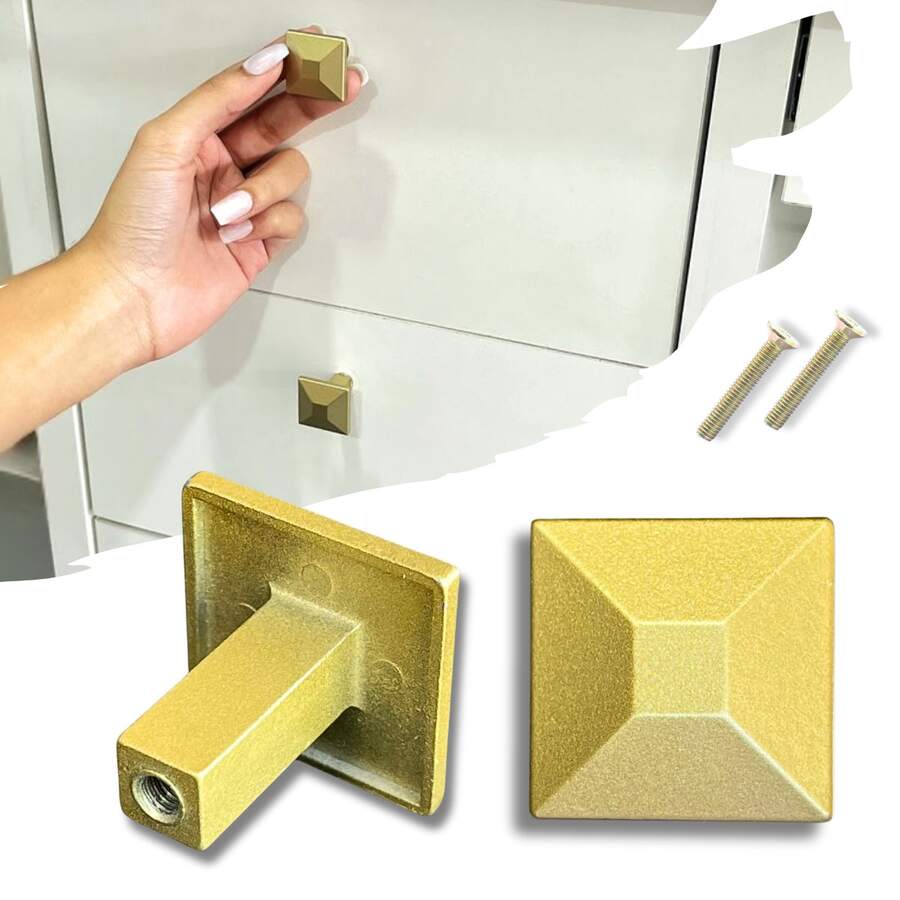 Kit Of 2 Small Pyramid Handles 25mm For Drawers And Cabinets, Made Of Zamac Metal, High Quality - Matte Gold - View 1