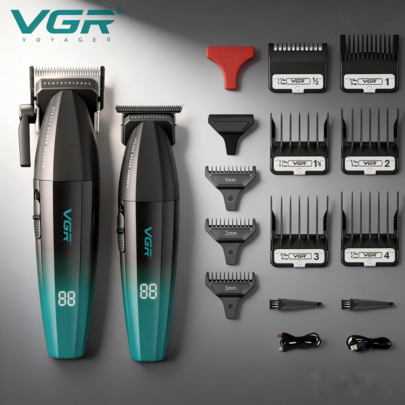 VGR 专业无线电动理发器，带数字显示屏，速度可调，可充电金属理发器，V-003 V-906 男士礼品