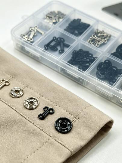 50pcs Sewing Snap Fasteners Set, Button/Hook Closure Structure, Smooth Open/Close, Invisible & Comfortable On Clothing, Suitable For Sewing, DIY Crafts, Hanfu/Cheongsam, Lingerie Closure, All Sewing Needs