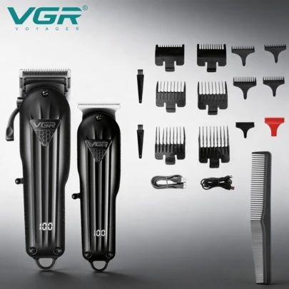 Lionel Messi VGR电动理发器，专业无线理发器，男士数码显示二合一套装 V-282 V-982