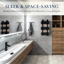 Towel Bar Roll, Bathroom Towel Rack, Wall-Mounted Metal Bathroom Shelf, Compact Bathroom Towel Rack, Wall-Mounted Towel Rack, Wall-Mounted Vertical Towel Roll Storage Rack - Multicolor - View 6