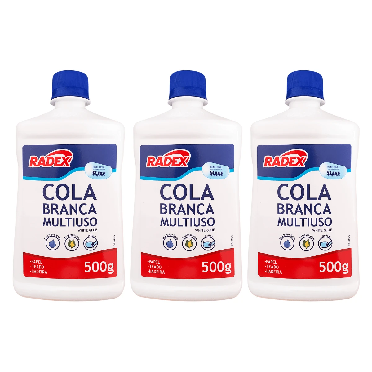 Cola branca multiuso Radex 500g ideal para slime kit 3 unidades - Conjuntos - Visão 1
