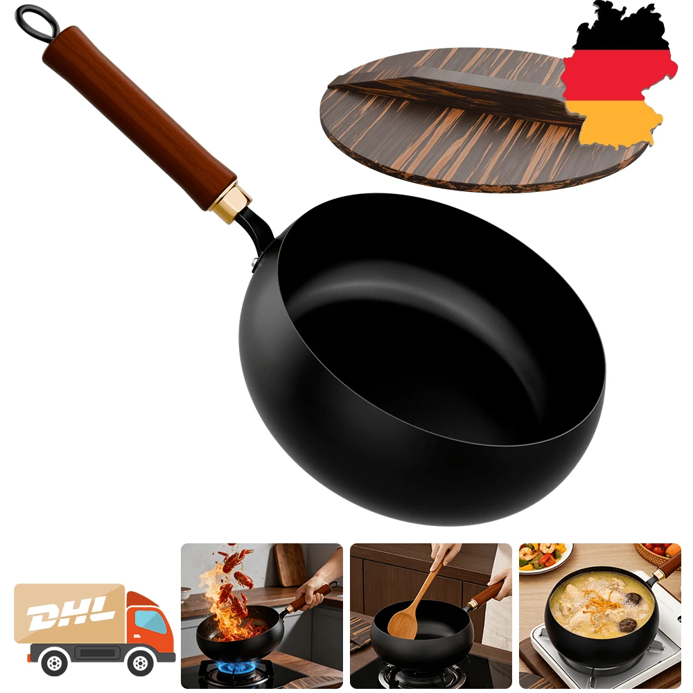 Gusseisenpfanne | Robuste, dicke Kochtöpfe | Induktionsgeeignet für Gas-/Herde | Gleichmäßige Wärmeverteilung | Langlebig zum Braten/Schmoren/Frittieren/Kochen | Traditioneller Topf - Übersicht 1