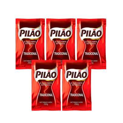 Café Torrado E Moido Pilão 250g  Kit Com 5 Un. Tradicional