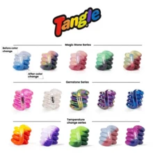 Juguetes oficiales y auténticos Tangle - Serie de cambio de temperatura, Serie de nubes, Serie de mármol, Serie de piedras fantásticas, Serie de metal, Serie de texturas, Juguetes antiestrés para entrenamiento de concentración y TDAH - Multicolor - Ver 1