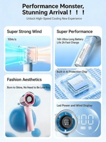 PHILIPS 大風力手持風扇 ACR3242 16H長續航力 100檔超高速 USB充電隨身風扇 LED數顯 戶外運動隨身小風扇 - 手持風扇 - 查看 4
