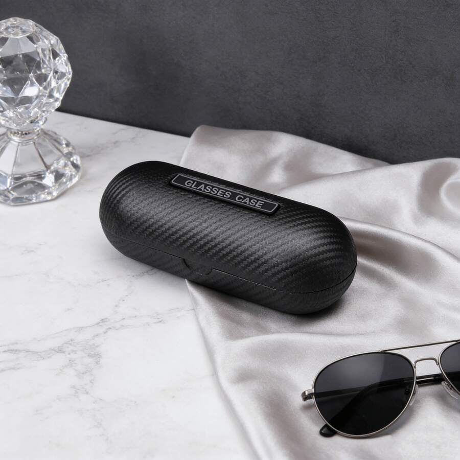 Large Size Carbon Fiber Pattern PU Leather & Metal Eyeglasses Case, Anti-Pressure & Anti-Drop Protective Box For Big Frame Fashion Glasses - Multicolor - View 1