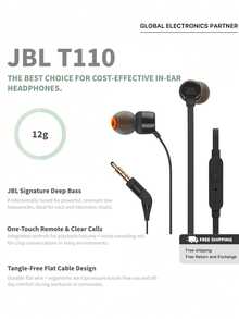 JBL T110 Stereo In-Ear Headphones, Sports Earphones, Computer Gaming Headset, Wired Earphones With Microphone For Smartphone Calls - View 1