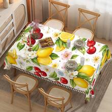 1 Stück Tischdecke mit Fruchtmuster und Quasten - 100% Polyester, rechteckig, gewebt, geeignet für Küche, Esszimmer Zuhause, Partys, Picknicks, Dates, Hochzeiten, Themenfeiern, Innen- und Außenbereich - Verschiedenfarbig - Übersicht 20