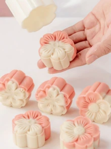 6件套花形烘焙模具套装，包含1个裱花袋和5个花形模具，蛋糕制作DIY烘焙工具，饼干模具，厨房烘焙配件，小型厨房工具，完美的烘焙用品 - 彩色 - 查看 6