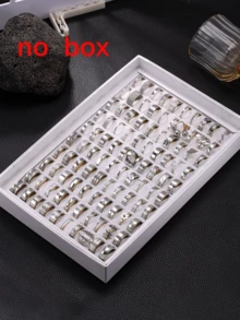 5/10/15/20/40pcs Set Silver Stainless Steel Rings, Random Styles, Minimalist Men's Rings, Shiny Versatile Hip Hop Rings, Fashion Durable Rings, Surprise Gift For Friends, Boyfriend, Classmates, Wedding - Silver - View 15