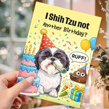 Cute Shih Tzu Dog: 1pc Birthday/Christmas/Valentine' Card With Party Hat & Balloons - Name Pet Lover Greeting Card Suitable For Anyone Who Loves Dogs - Multicolor - View 6