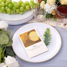 20 piezas de platos con borde dorado premium - Platos redondos de unicolor minimalista moderno con borde dorado, en tamaños de 7.5 pulgadas y 10.25 pulgadas, adecuados para postres de boda, aperitivos, fiestas, banquetes y restaurantes - Blanco - Ver 4