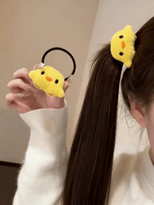 2个可爱卡通小鸡毛绒发圈，弹性好，不伤发，春夏百搭 - 黃色 - 查看 9