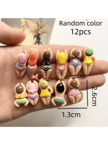 6pcs/12pcs Cute Resin Swimming People Fridge Magnets, Home Decor Magnets - Multicolor - View 9
