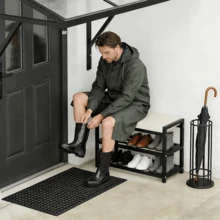 Lislark Heavy Duty Shoe Bench Stool Shoe Cabinet Storage Rack Cabinet Bench Rack Organiser Rack With Cushion Seat For Hallway Foyer - 白色-80*25*43cm - 查看 3