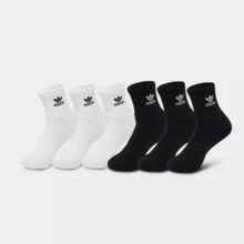 Adidas Originals Trefoil Quarter Socks (6 Pack) BH6436B-100 - 白黑 - 查看 1