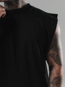 DMUNIZ Men's Oversized Tank Top, Sleeveless, Number One Copa Brasil Football Print, Lightweight Cotton, Summer, Gym, Workout, Casual, Urban Style - 黑色 - 查看 5