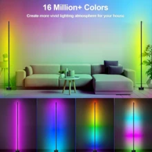 1/2个USB落地灯，1000流明LED角度灯，兼容SmartThings、Alexa和Matter，现代落地灯，支持音乐同步和1600万种DIY颜色，稳固底座，适用于卧室、客厅、游戏室 - 圓底座APP款 - 查看 6