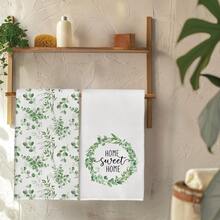 Bộ 2 khăn lau bếp họa tiết lá xanh và chữ tối giản, kích thước 40*60cm, chất liệu microfiber mềm mại, thích hợp cho nấu nướng, nướng bánh, lau dọn, gia đình, nhà hàng, cắm trại, dùng trên bàn ăn, rửa chén, làm quà tặng ngày lễ. - Nhiều màu - Xem 10